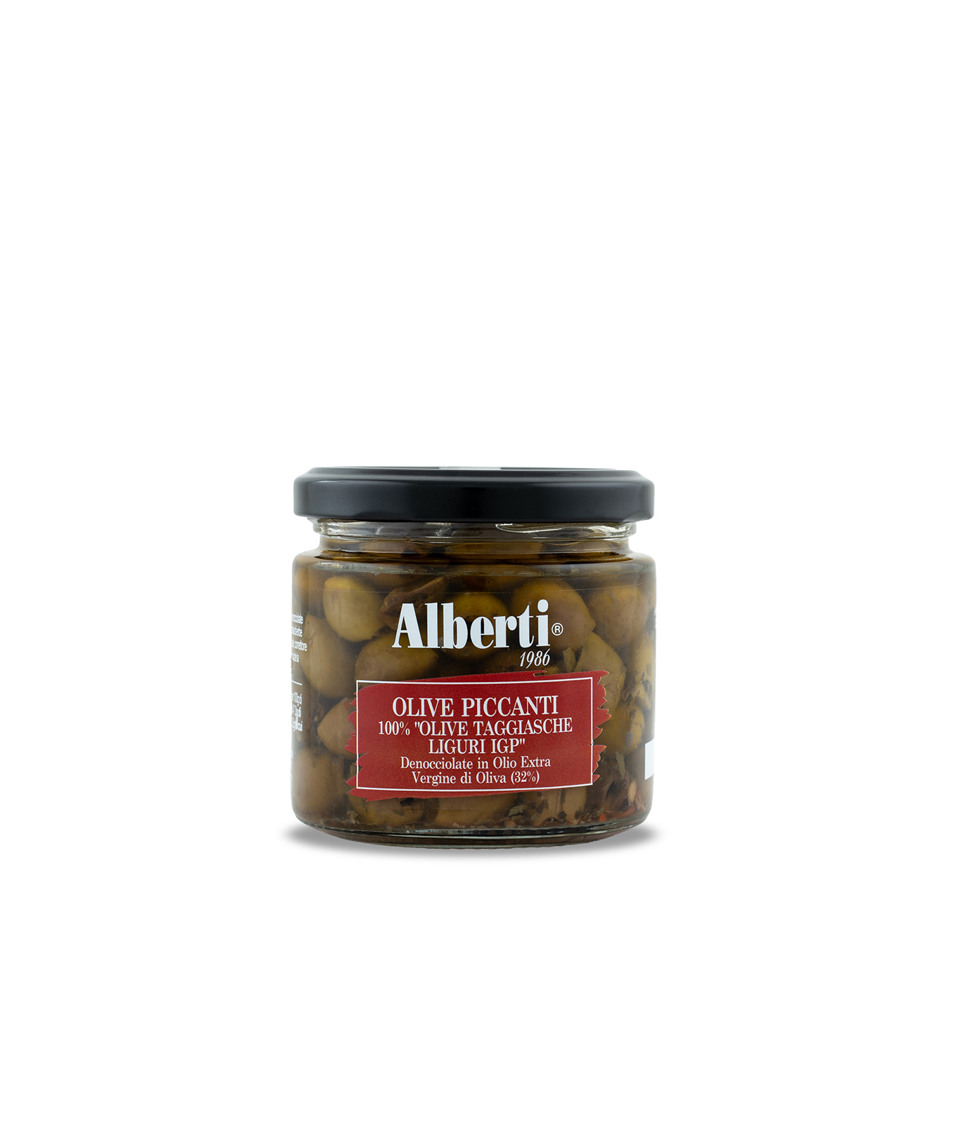 Olive Taggiasche Piccanti Denocciolate in Olio Extra Vergine di Oliva con "100% Olive Taggiasche Liguri IGP" – 170 gr